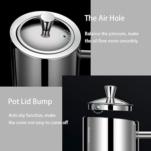 Miniatura 6 de Sumerflos Botella dispensadora de aceite de oliva de acero inoxidable, 16.9 fl oz17 oz, recipiente de almacenamiento de aceite de vertido sin goteo