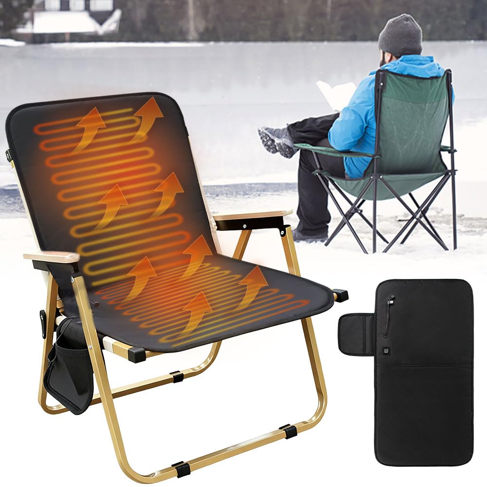 Asientos de Estadio con Calefacción, Cojín De Asiento Portátil Plegable, 3 Modos de Calefacción Ajustables para Oficinas, Salas de Juegos, Salas de Estar y Estadios (Negro)