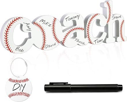 Baseball Coach Gifts Signable Wood Plaque End Season Thank You Gift