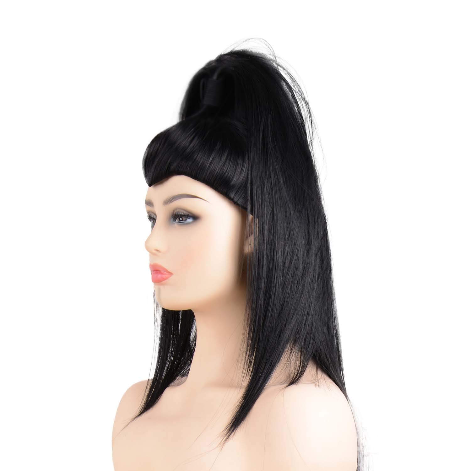 Chinese Ancient Hanfu Wig Knight Swordmen Confucius Pai Mei Kung Fu Master Costume Accessory Halloween Extra Long Hairpiece Hair (47-Black) - Image 4