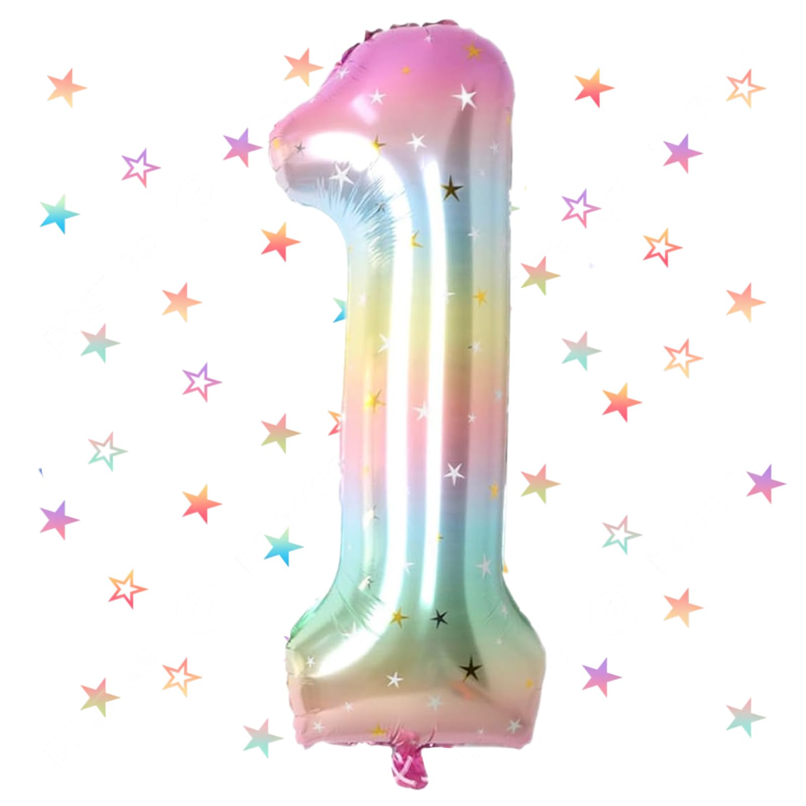 Birthday Foil Balloon Number 1 Rainbow, 101 cm Giant Foil Balloons Number 1, Helium Balloon Numbers 1 Decoration, 1st Birthday Balloon Decoration Wedding Anniversary Party Decoration - Flies with