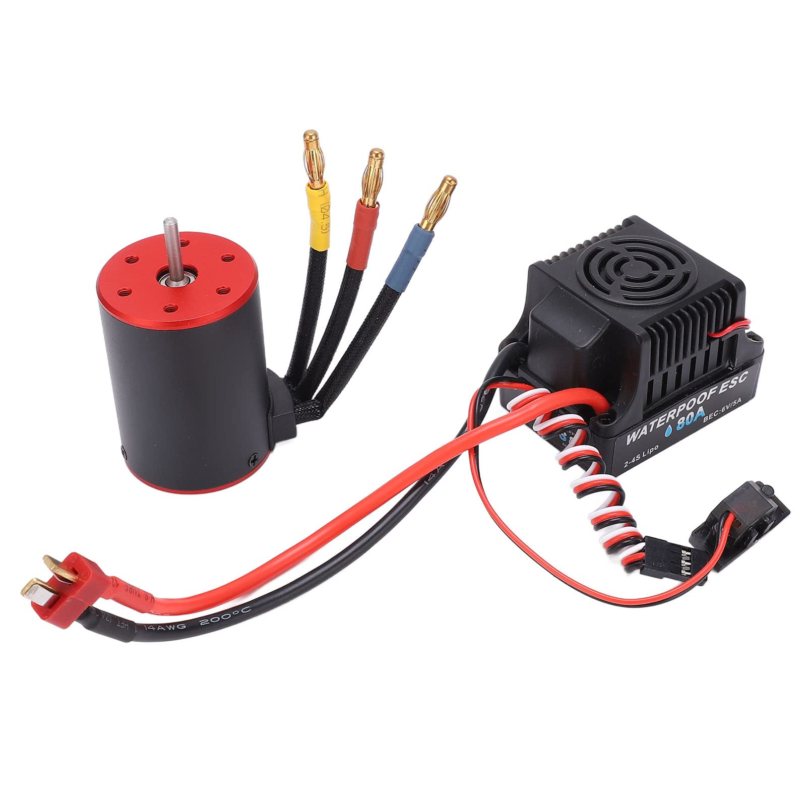 Motor sin Escobillas para Coche RC y Kit ESC, Motor 3650 con Regulador Eléctrico de 80 A, Ideal para Entusiastas de los Coches RC, Aleación de Aluminio + Plástico