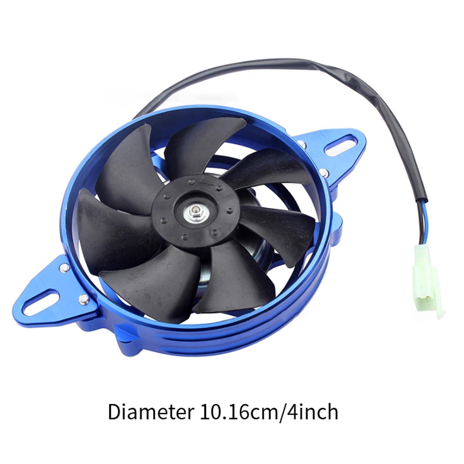 Oshhni Ventola termica di raffreddamento elettrica Ventola del radiatore Leggera e robusta Lega di alluminio da 4 pollici per UTV da 125, Blu