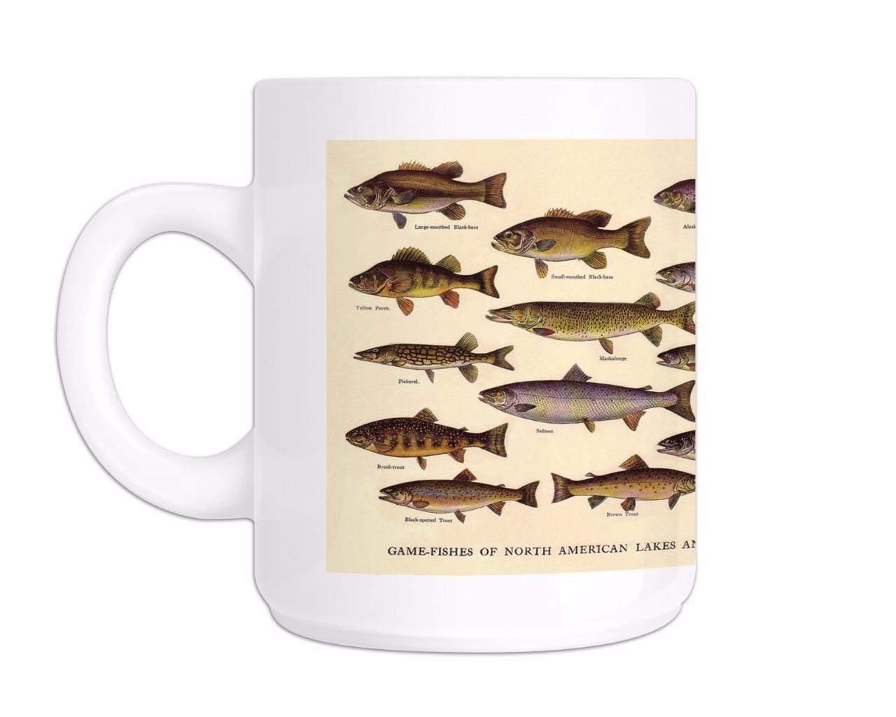 Fish Mug Fishing Coffee Mug Gifts for Fisherman Game Fishing of North America Teacup