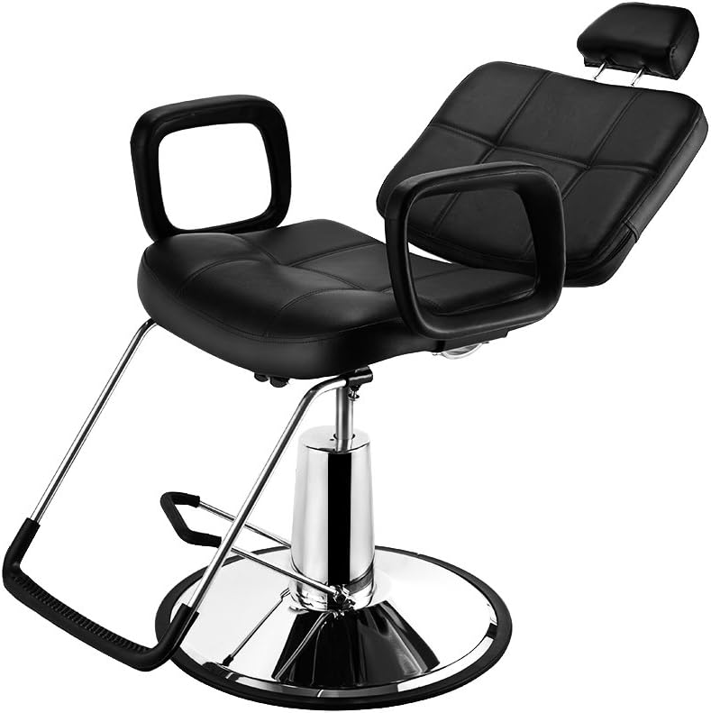 Black Adjustale Reclining Barber Chair Salon Beauty Hairdressing Chair