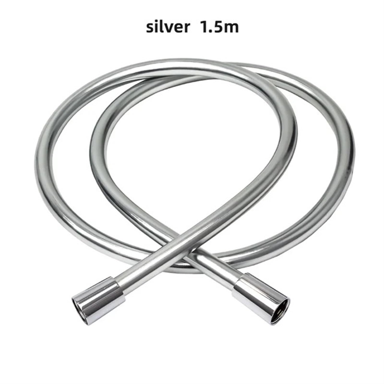Manguera de Ducha Manguera de ducha a prueba explosiones, 1,5 M/2M con conexiones latón, cabezal mano Flexible antigiro, tubo baño(Silver -1.5M)