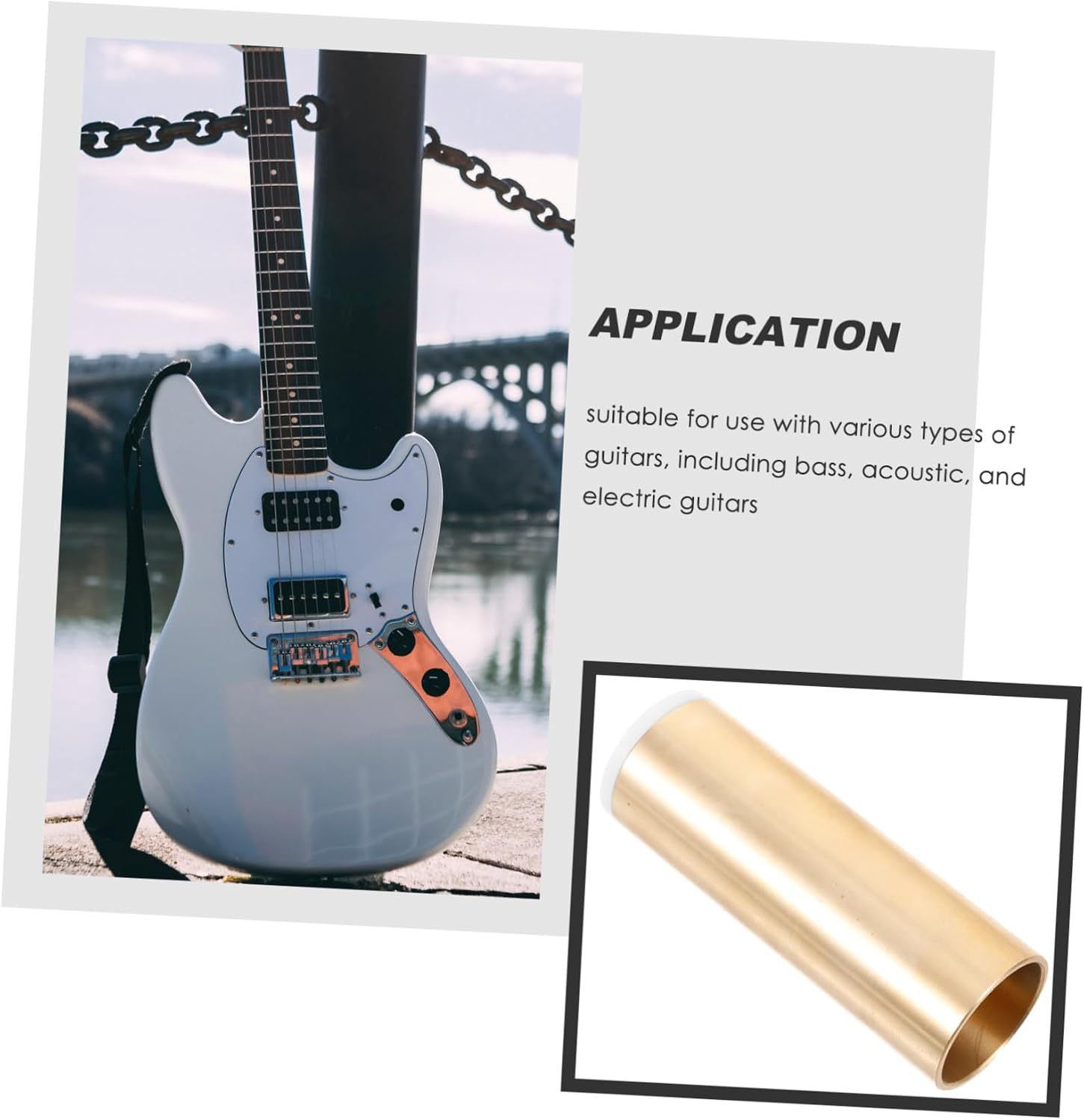 Garneck Copper Guitar Slide Ring Made for Electric Acoustic Bass Metal Guitar Slide Finger Protector