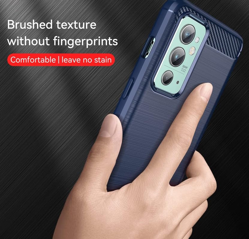 Image of NPRC Hybrid Ultra Slim Protective Case TPU Non-Slip Carbon Fiber Texture Shockproof Case Cover for Oneplus 9RT - Blue