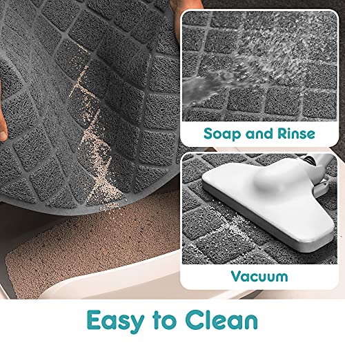 Image of Conlun PVC Cat Litter Mat 24x15 Inch Grey, Non-slip, Less Waste Cat Litter Box Mat, Soft on Kitty's Paws, Urine Waterproof
