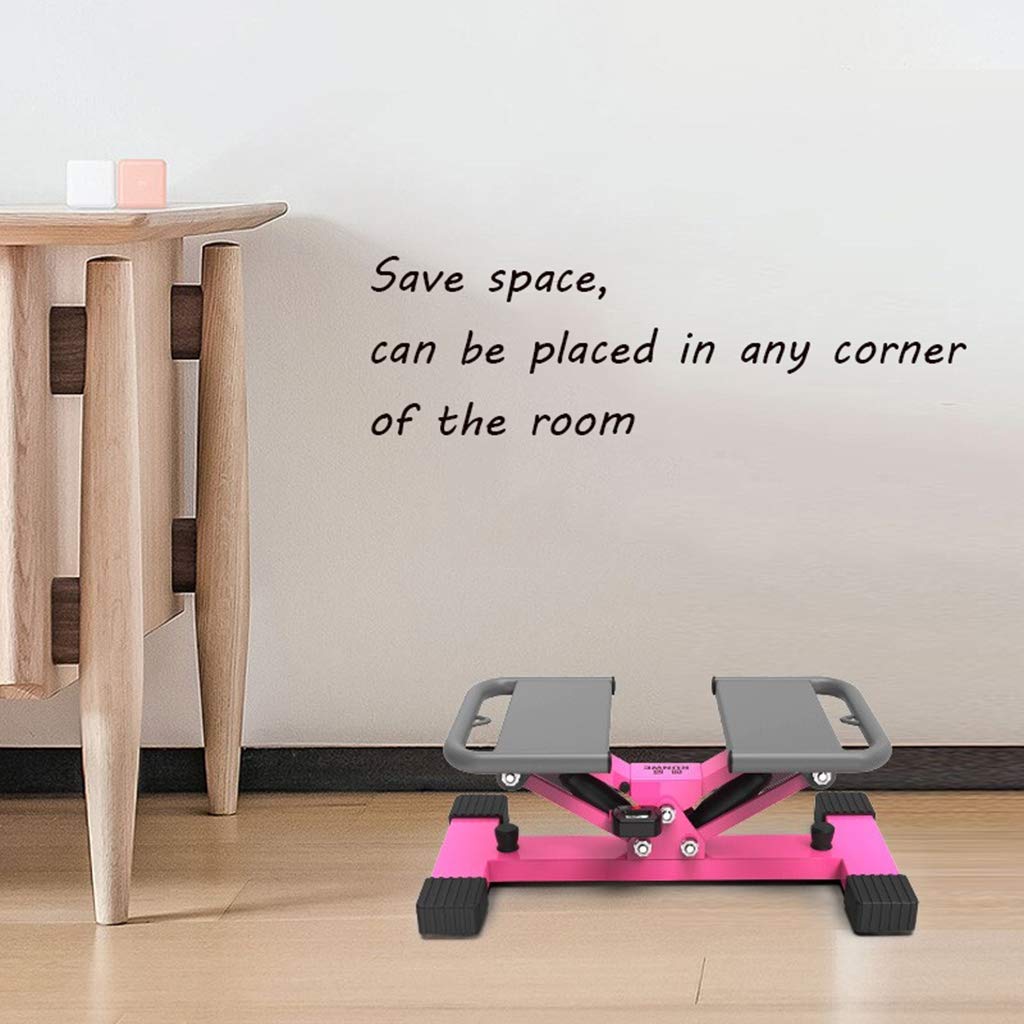 Stepper,Pantalla LED de montañismo para Registrar el Estado del Ejercicio y el Consumo de calorías, Ejercicio de Paso/Giro/Cuerda, hogar/Oficina, Rosa