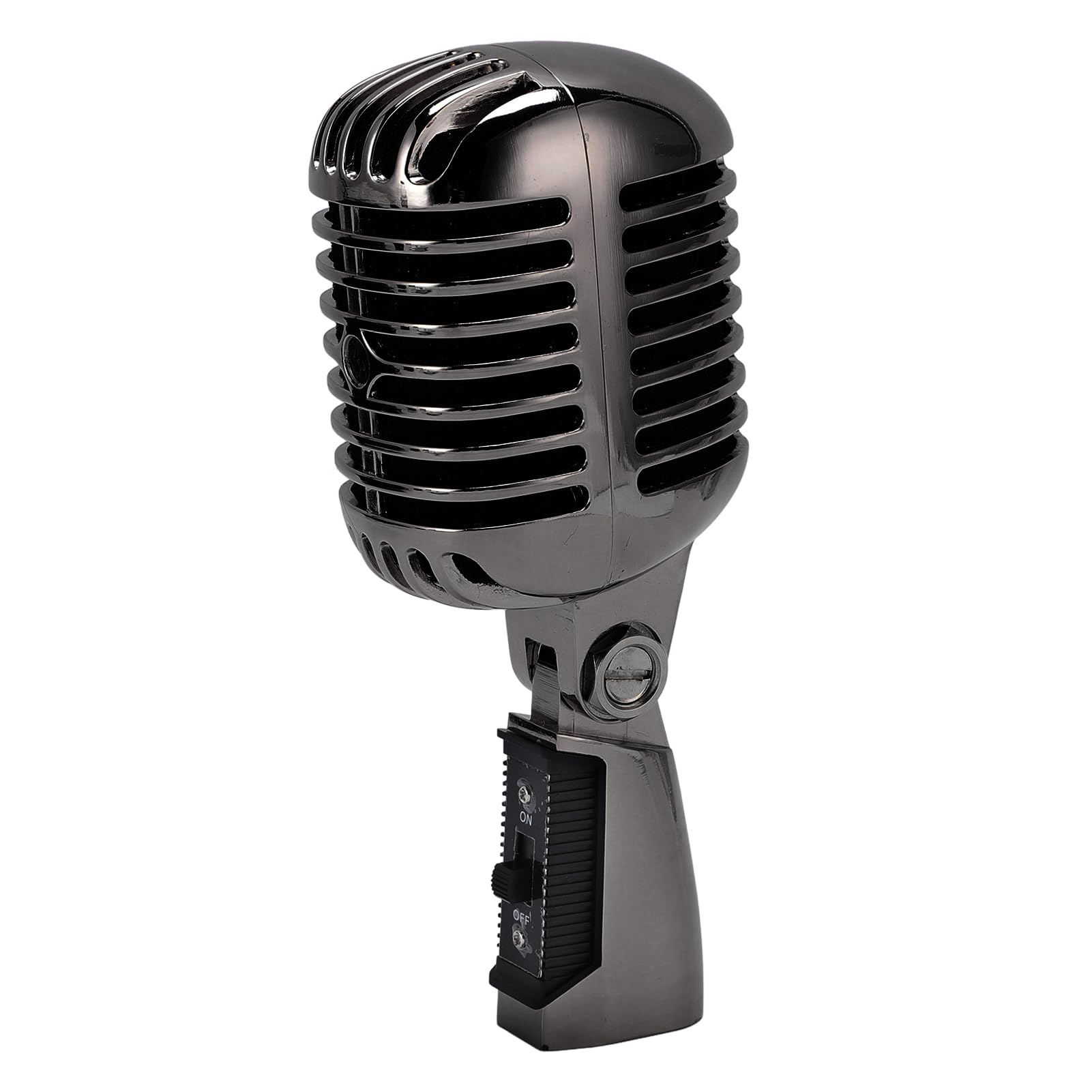 Micrófono Dinámico, Reducción de Ruido Micro Retro a Prueba de Choque para el Rendimiento de la Escena de KTV (Gris metálico)