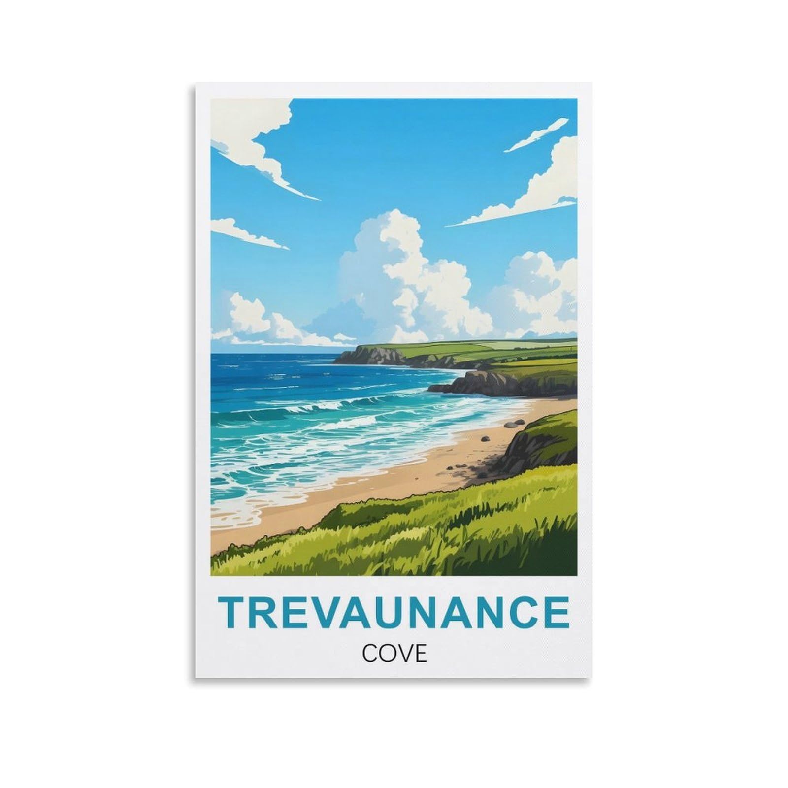 EZMLFA 5D DIY Diamond Painting Kit,Trevaunance Cove Cornwall Diamond Art Kits for Beginner,Gem Art Kits Round Drill for Home Wall Decor Gifts 40x40cm