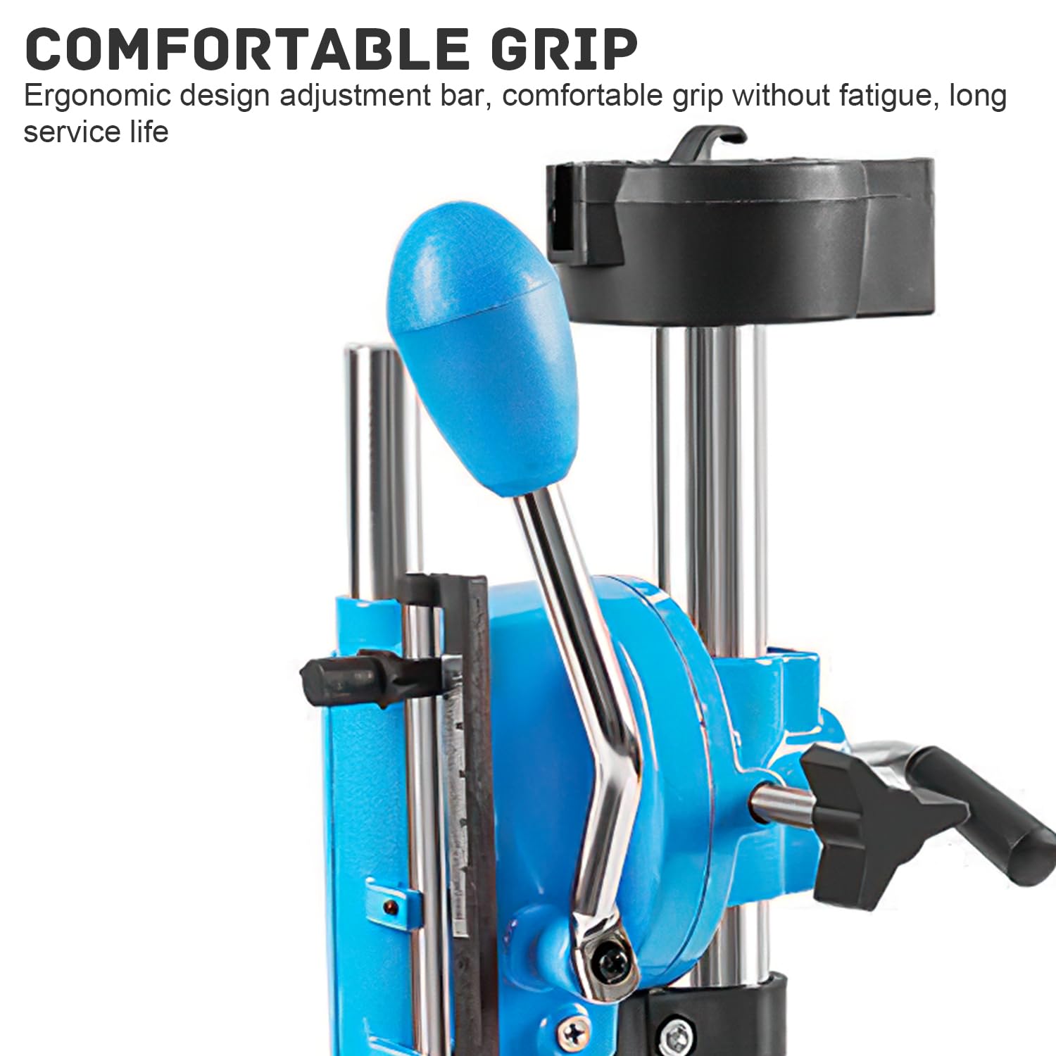 90° Giratorio Soporte Taladro, con Mordazas Planas, Rango de Sujeción: 25-60 mm, Soporte de Base de Hierro Fundido, Profundidad de Perforación 50 mm, para Eeparaciones Profesionales (azul)