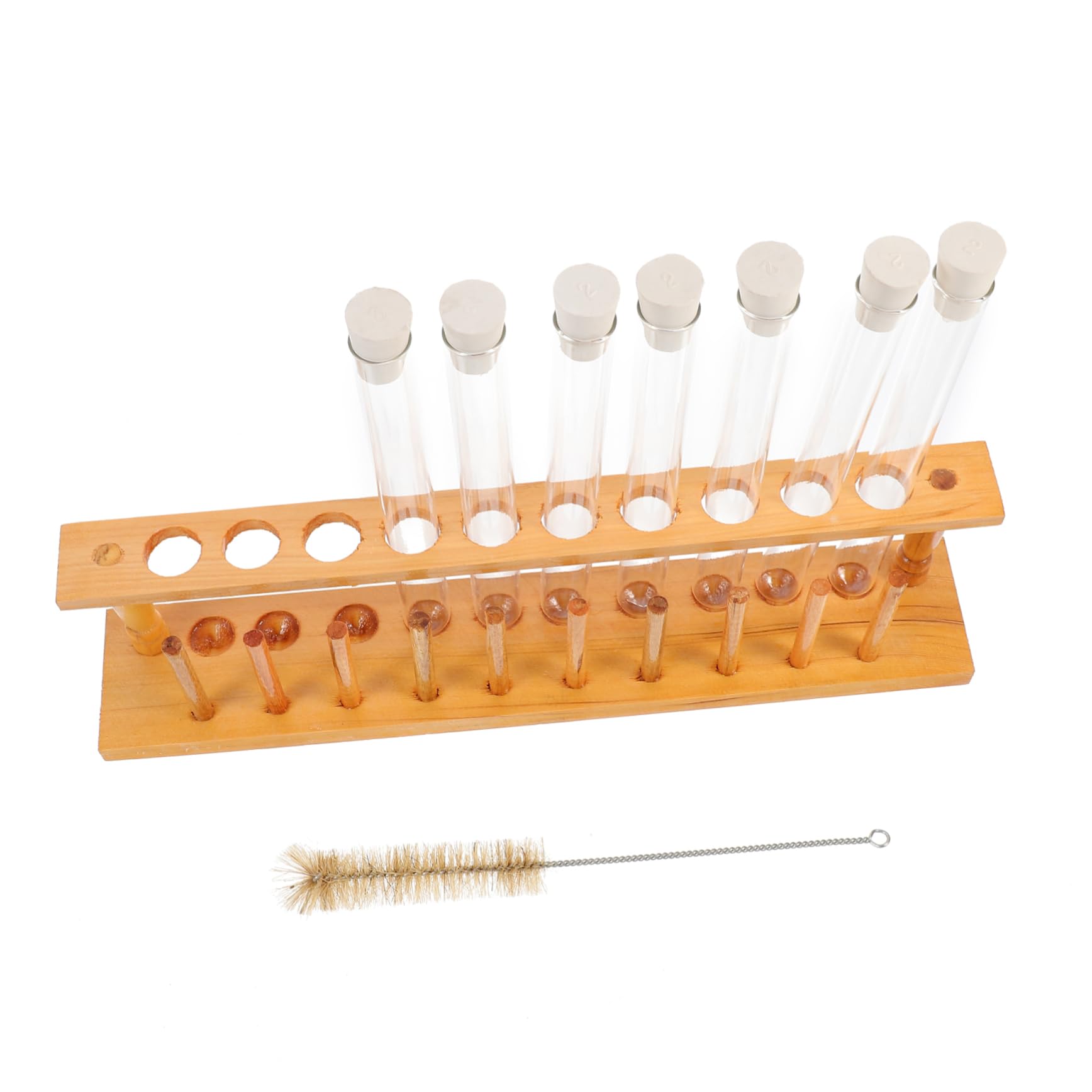 OUNONA 10-teiliges Reagenzglas-set Aus Glas Mit Holzständer Und Bürste Hitzebeständiges Laborzubehör Für Kinder Schulen Bastelarbeiten