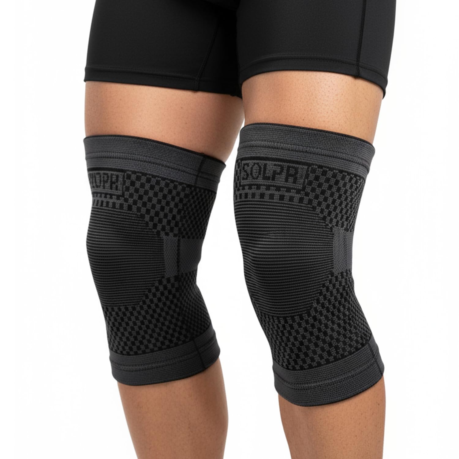 Solpro Pivot Jacquard Knee Pad for Men & Women | Joint Stabiliser for All Sports, Gym & Rehab Workouts | Joint Pain Relief for Active Lifestyle Injury Recovery & Arthritis (Black/Dark Grey)-image-42