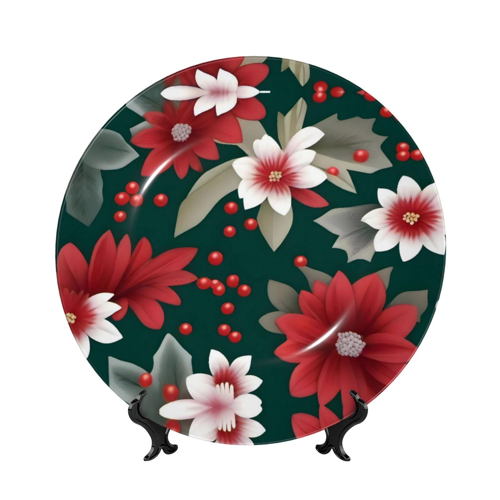 Platos decorativos de Navidad de 10 pulgadas con azafranes y soporte
