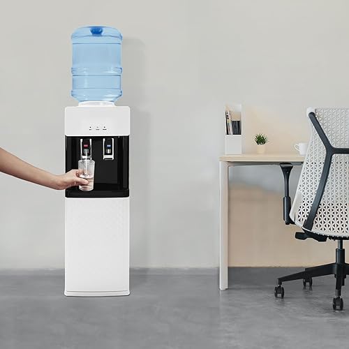 Miniatura 2 de Dispensador de enfriador de agua de carga inferior, enfriador de agua de pie de piso blanco con 2 ajustes de temperatura, agua de temperatura