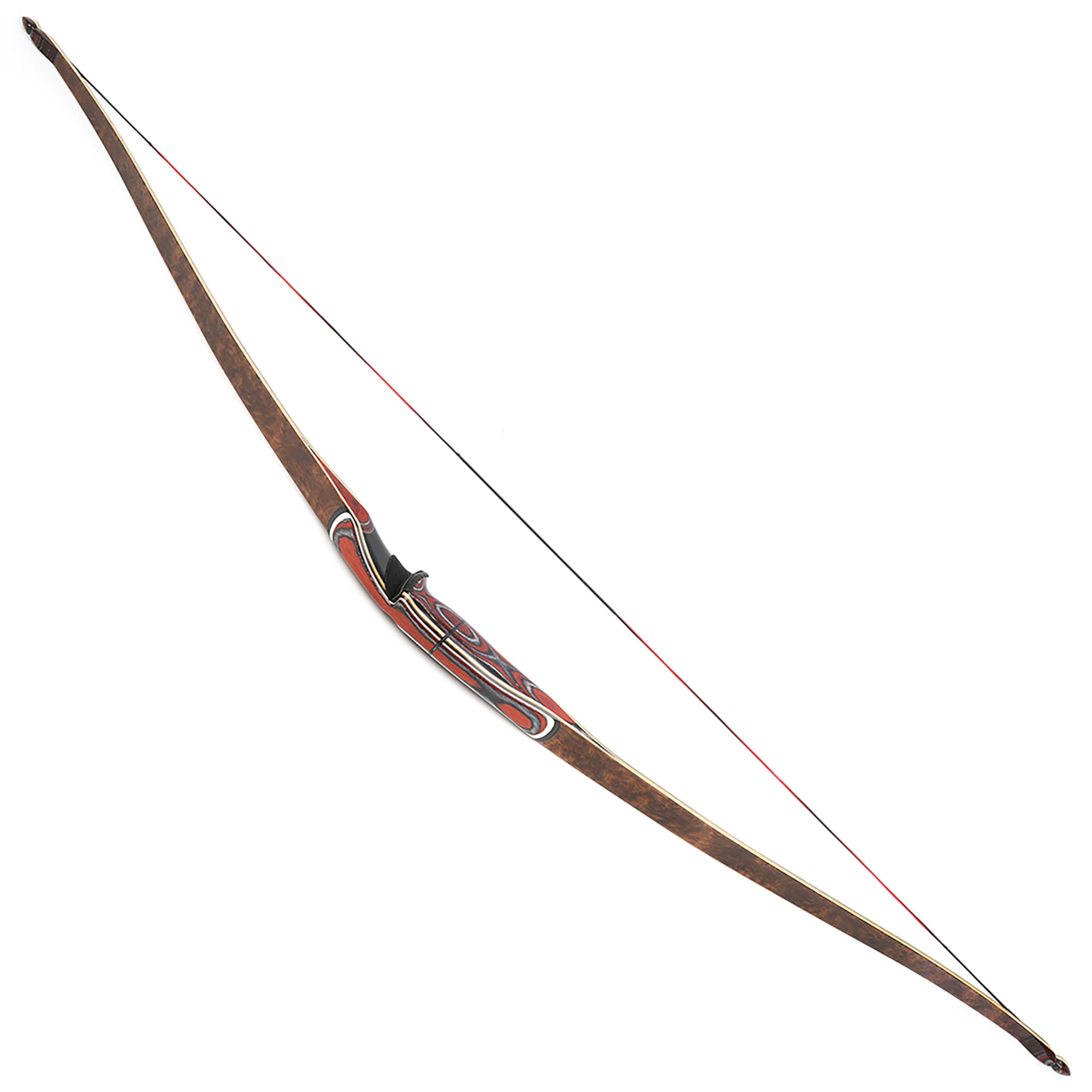 60" Takedown-Longbogen 20-55 Lbs Traditioneller Holzdreiecksbogen Rechtshänder für Bogenschießen, Jagen und Zieltraining