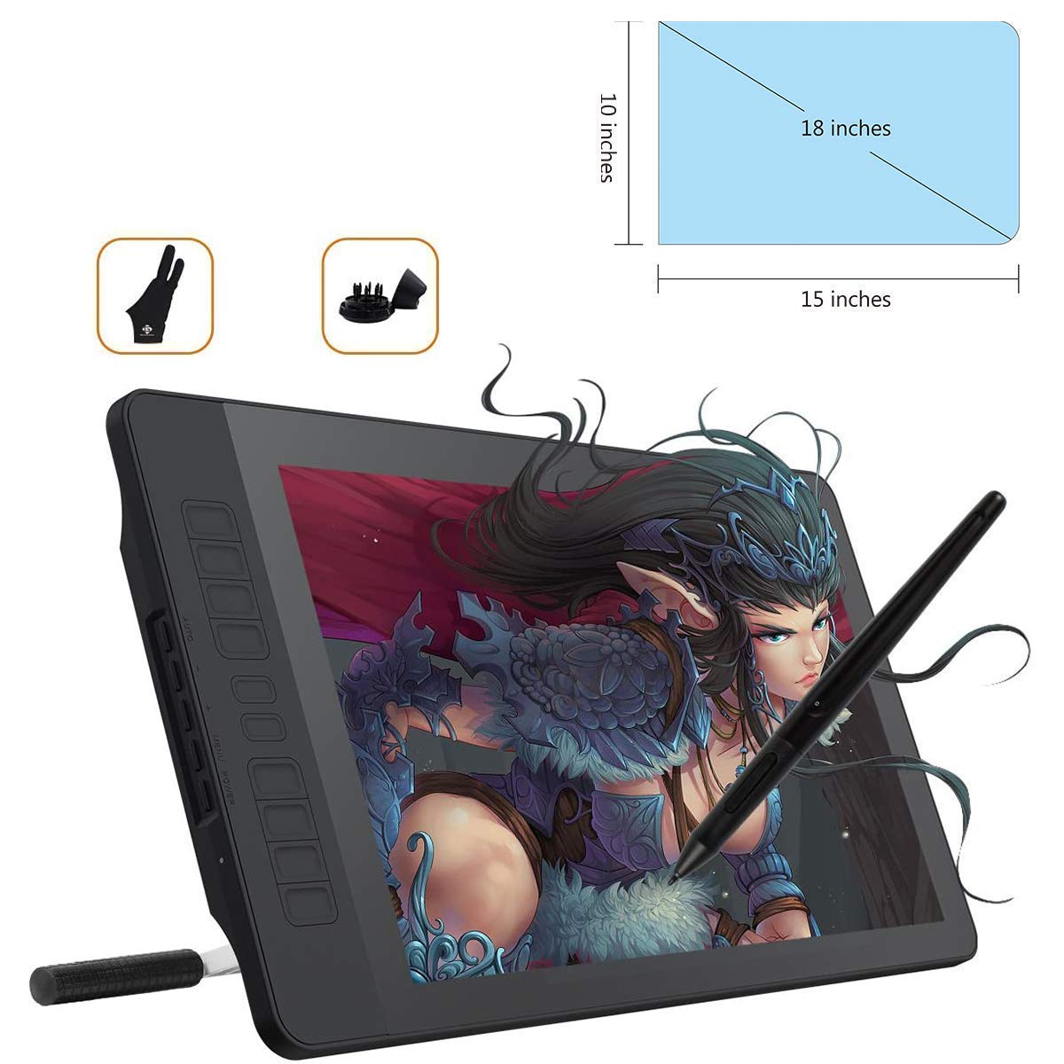 GAOMON PD1560 Pen Display & Screen Film-- 15.6'' 8192 Pen Pressure Graphics Drawing Monitor Tablet f