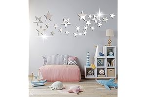 26pcs Stars Acrylic Mirror Wall Stickers 3D DIY Decor