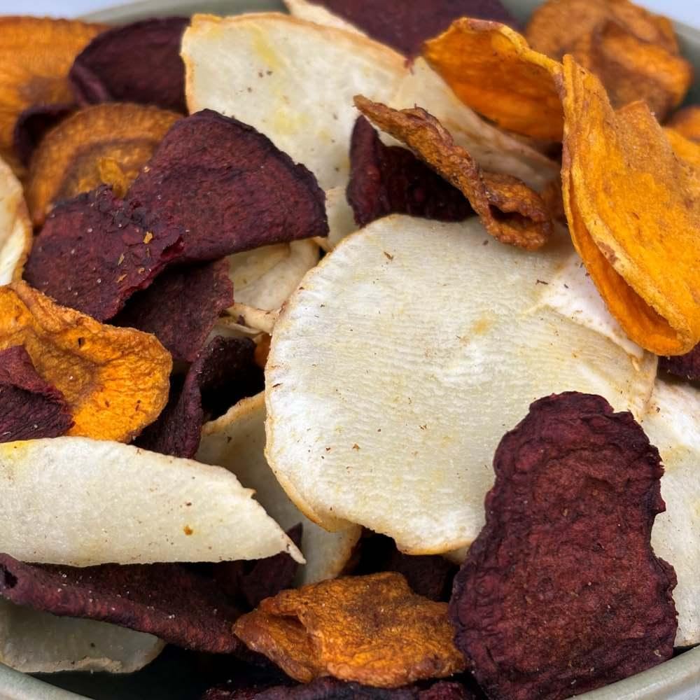 NULTHY 500g - Chips de Vegetales Naturales, Yuca Boniato Zanahoria y Remolacha, Snack con Aceite de Oliva