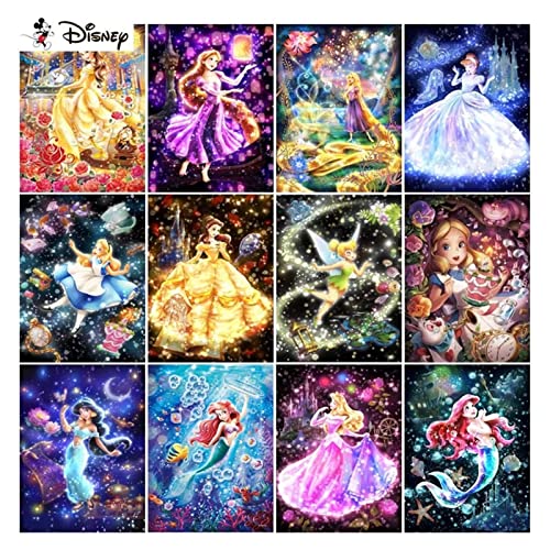Disney 5D DIY Diamond Embroidery Full Display"Cartoon Princess" Diamond Painting Square/Round Rhinestones Decor Art (Color : Black, Size : Square Drill 30x40cm) - Afbeelding 3