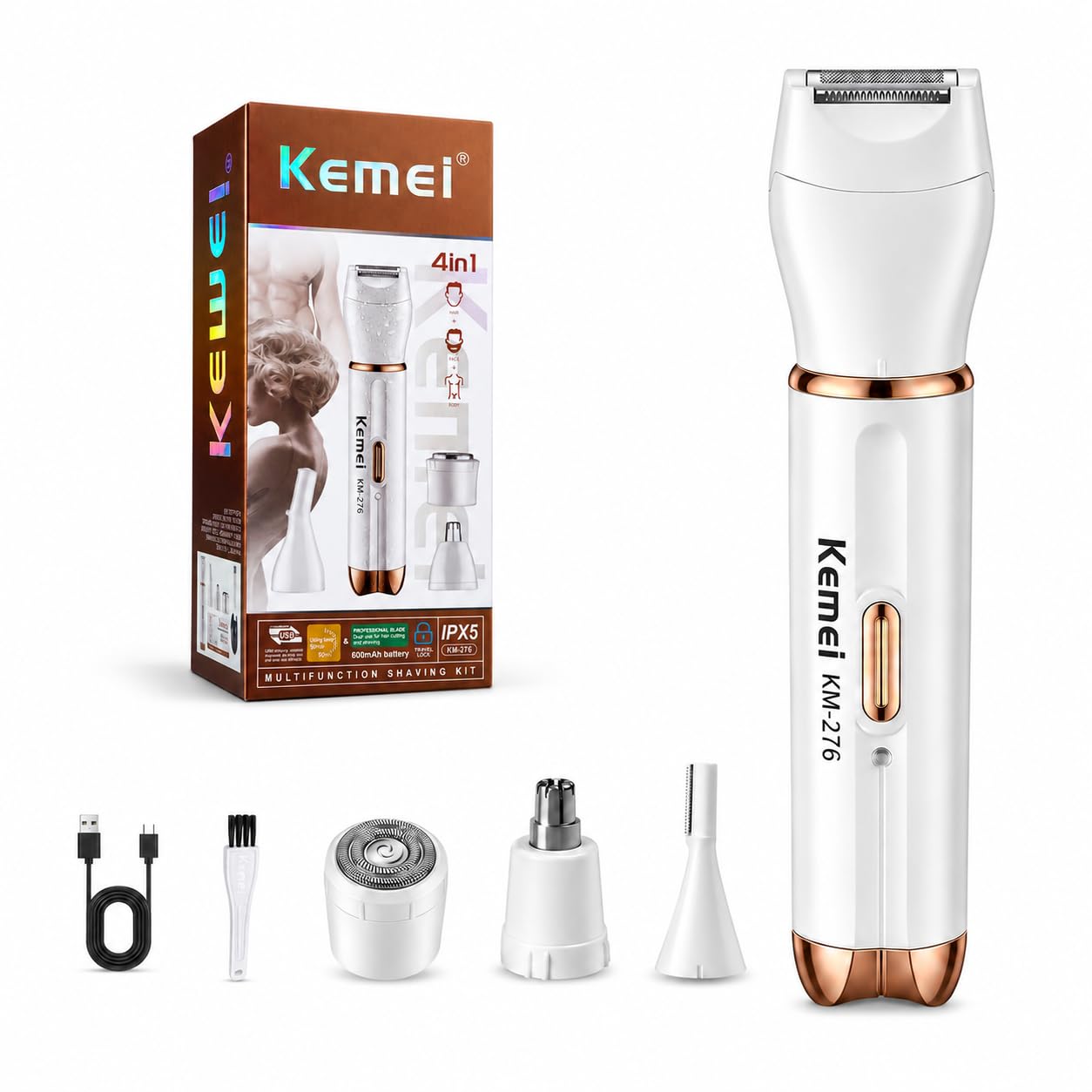 KEMEI 276 4-in-1 Electric Razor and Facial Hair Removal for Women