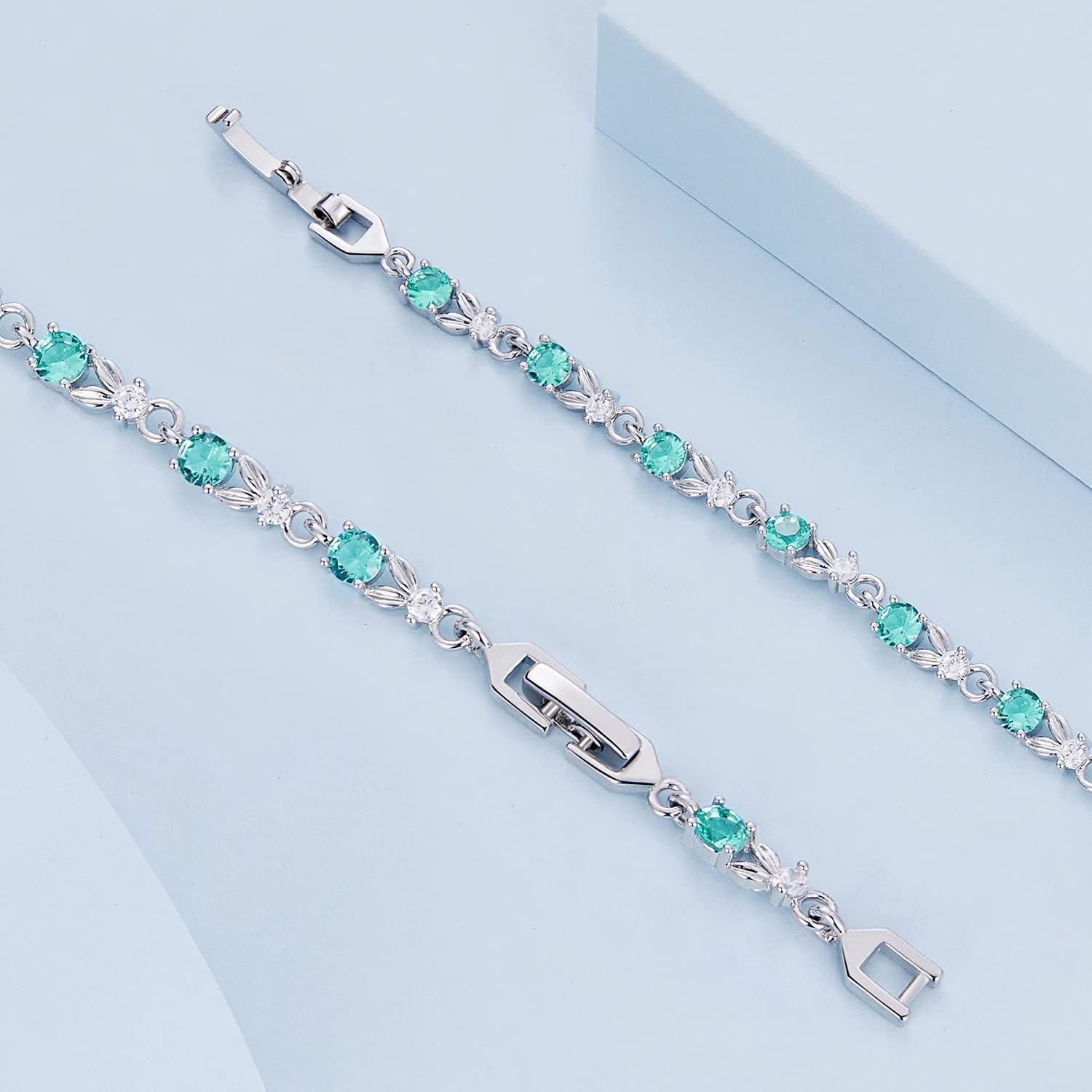 WOSTU White Gold Plated 3mm CZ Classic Tennis Wedding Bracelets for Brides Cubic Zirconia| White Gold Bracelets for Women | Size 6.5-8 Inch - Image 5