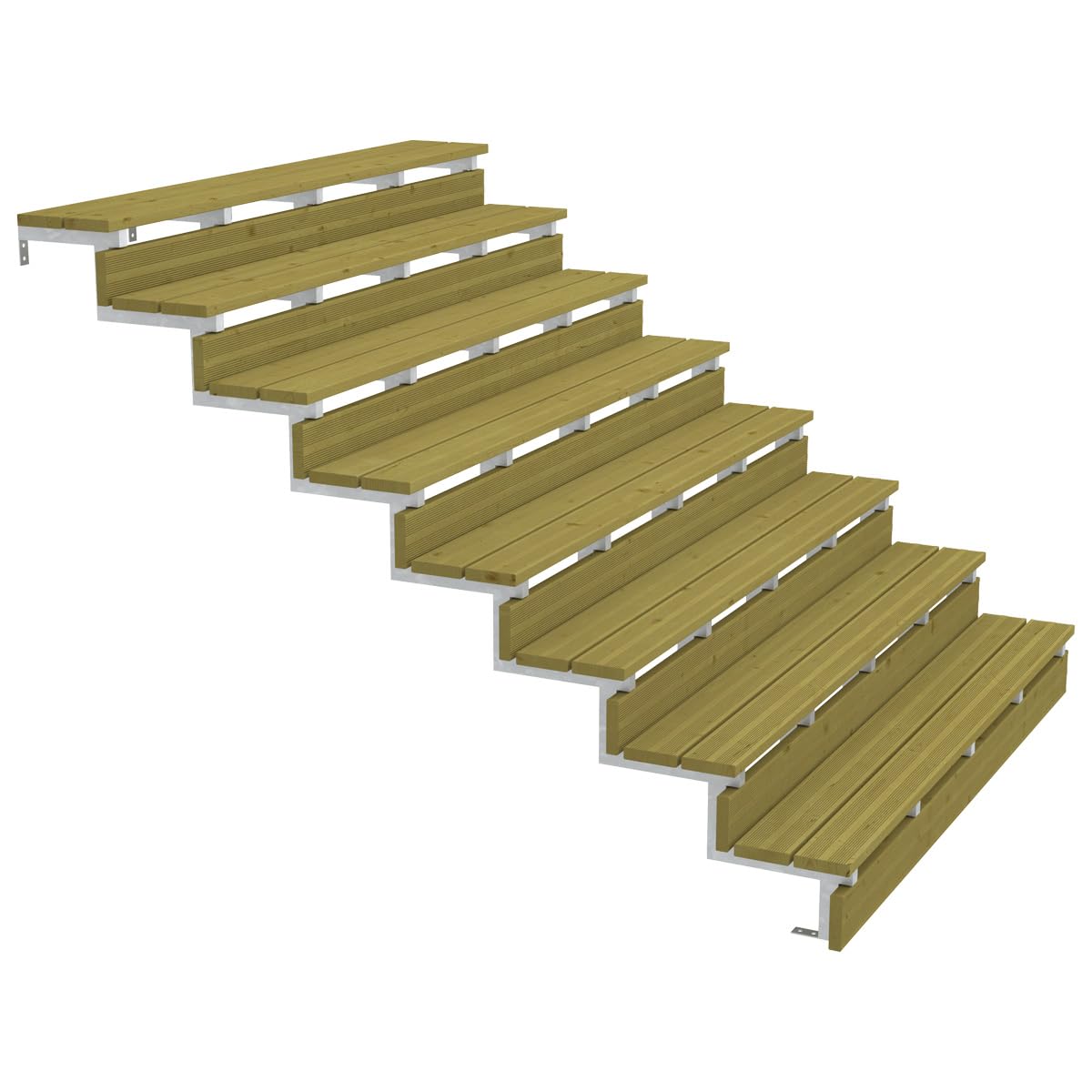 3er Set Stahl Treppenwange 8 Stufen - Option für Setzstufen-Höhe 136cm