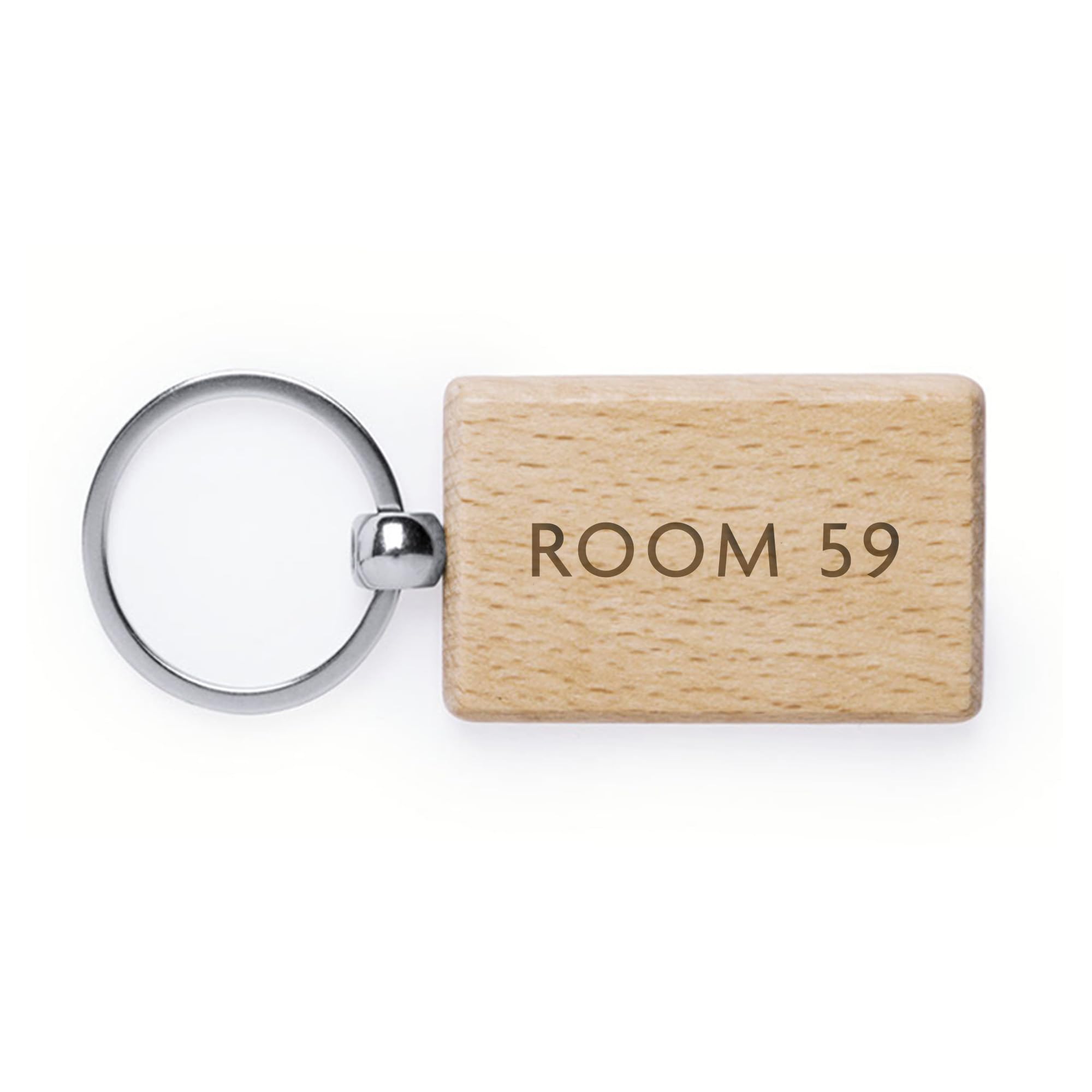 Personalised Wooden Hotel Keyring Engraved Room Number Keychain, Custom Wood Key Tag for Hotel, Airbnb, Holiday Let, Guest House, B&B, Serviced Apartment, Property Keyring with Room Name or Number