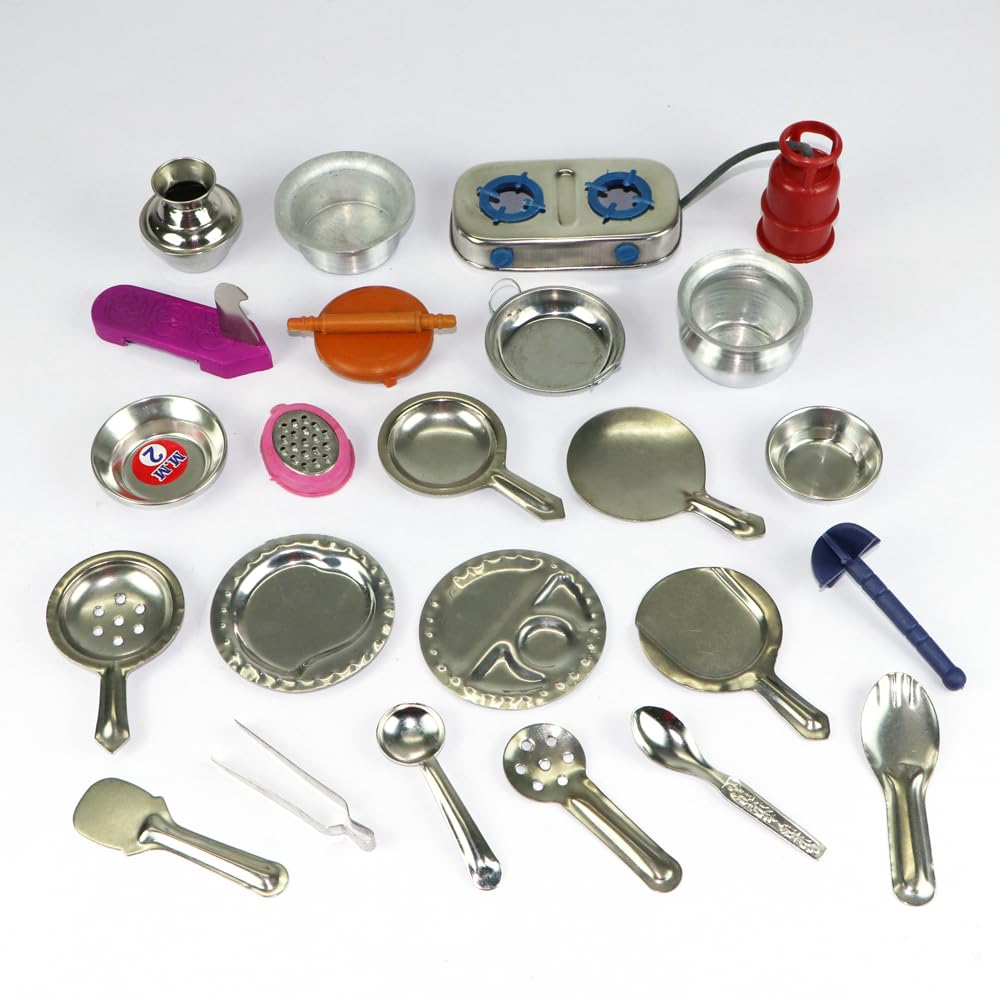 Varnika Stores Miniature Kitchen Set, Kitchen Set for Kids Girls, Real Cooking Kit for Play, Steel Kitchen Set for Girls, Choppu Jaman, Miniature Cooking Set (Pack - 23) (B0CBSJWP4T) Amazon Price History, Amazon Price Tracker