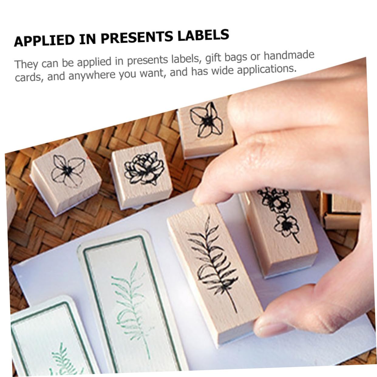 HOMSFOU 4 Sätze Pflanzensiegelsatz Mini Journaling-Zubehör benutzerdefinierte Briefmarken Stempeln für Scrapbooking -Briefmarken kleine Holzstempel Holzstempelset hölzern