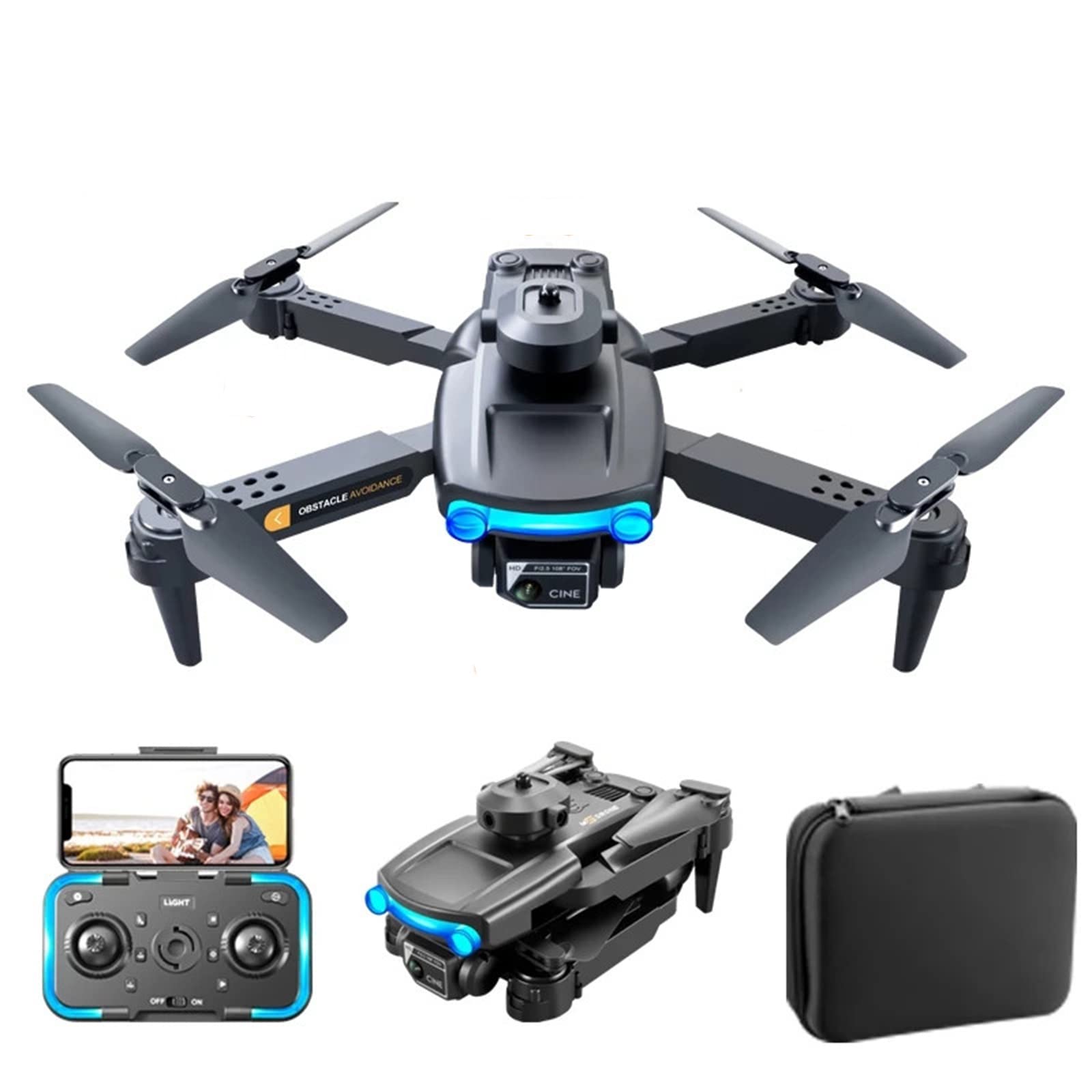 Dron FPV Plegable con Cámara WiFi 4K HD Ajustable, Cuadricóptero RC Ligero para Niños Adultos Principiantes, 2 Baterías Modulares, Desplazamiento Automático, Control De Aplicación