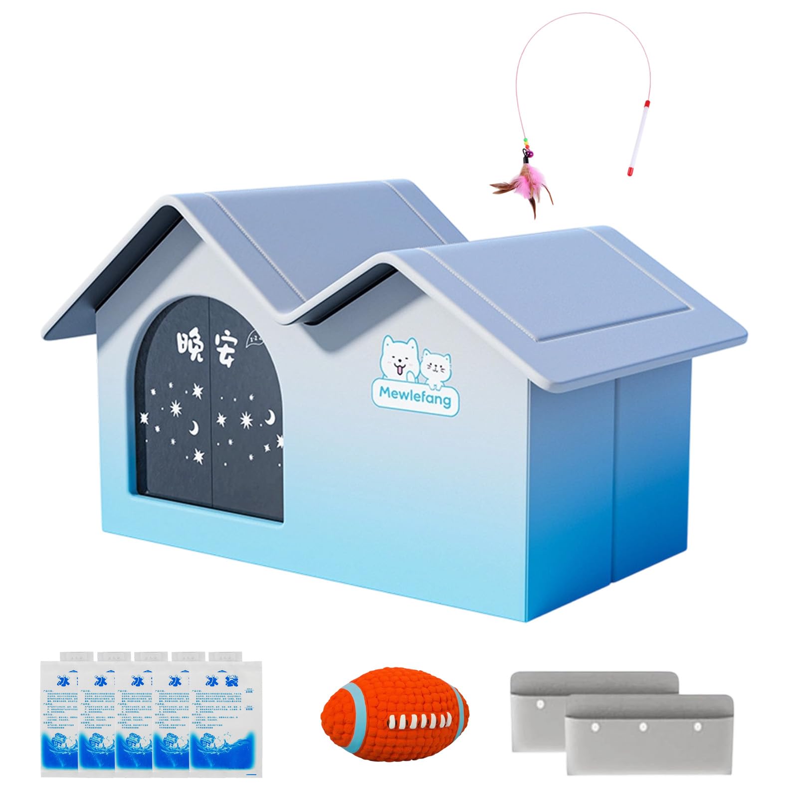 Pet Cooling House, Foldable Insulated Pet Summer House, Air Conditioned Dog Cat House with 10 Ice Packs for Small Medium Large Dogs/Cats Tent for Indoor Outdoor Weatherproof (blue, XL)