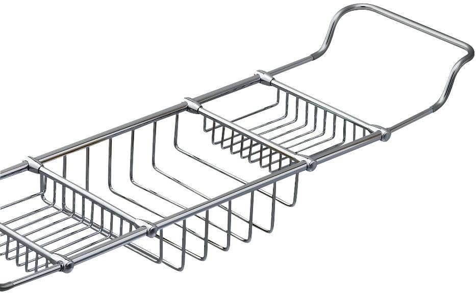 ValsanEssentials Solid Brass Adjustable Bathtub Rack - Polished Chrome