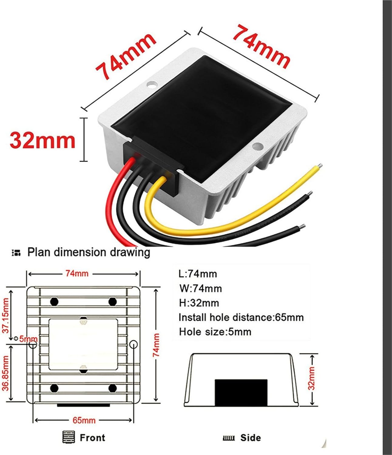 12V to 36V Vehicle-Mounted Power Converter 24V DC Booster 1Pcs(12/24vL36V8A6L)