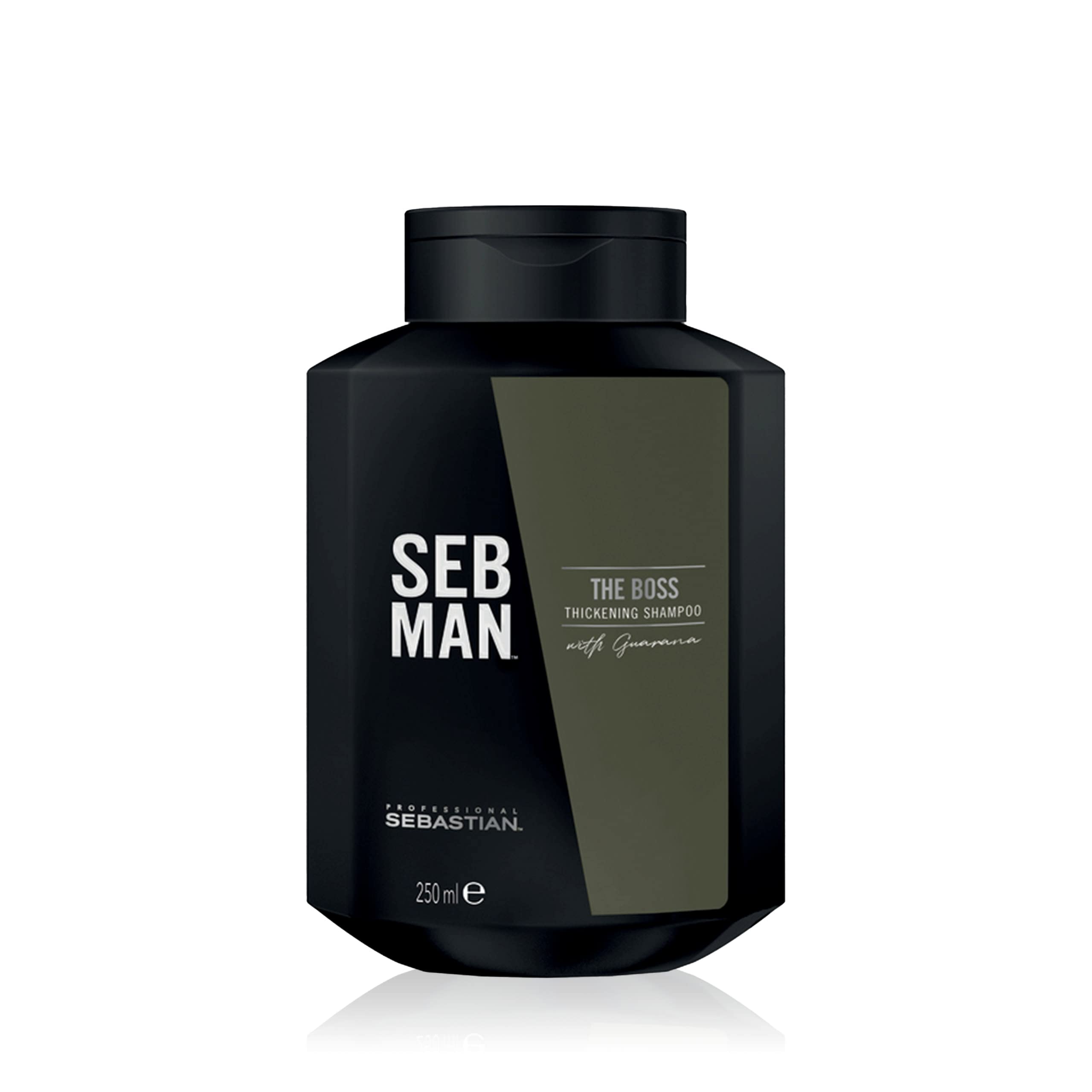 SEB MAN THE BOSS – verdichtendes Volumenshampoo für mehr Fülle – kräftigendes Shampoo mit Guarana-Extrakt und anregendem Duft von Bergamotte und rosa Pfeffer – 250 ml