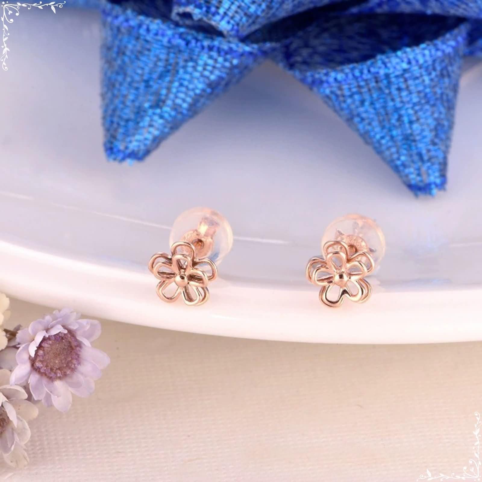 Ohrringe Hochzeit Gelbgold 9K / 14K / 18 K für Damen, Hohl Blume, Ohrstecker Ohrringe Frauen Gold