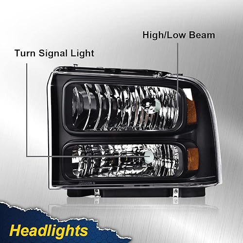 Miniatura 2 de CHEDA Conjunto de faros, compatible con Ford F250 F350 F450 F550 Super Duty 1999 2001 2002 2003 2004 Ford F250 F350 Faro Faro Faros Conjunto De Faros