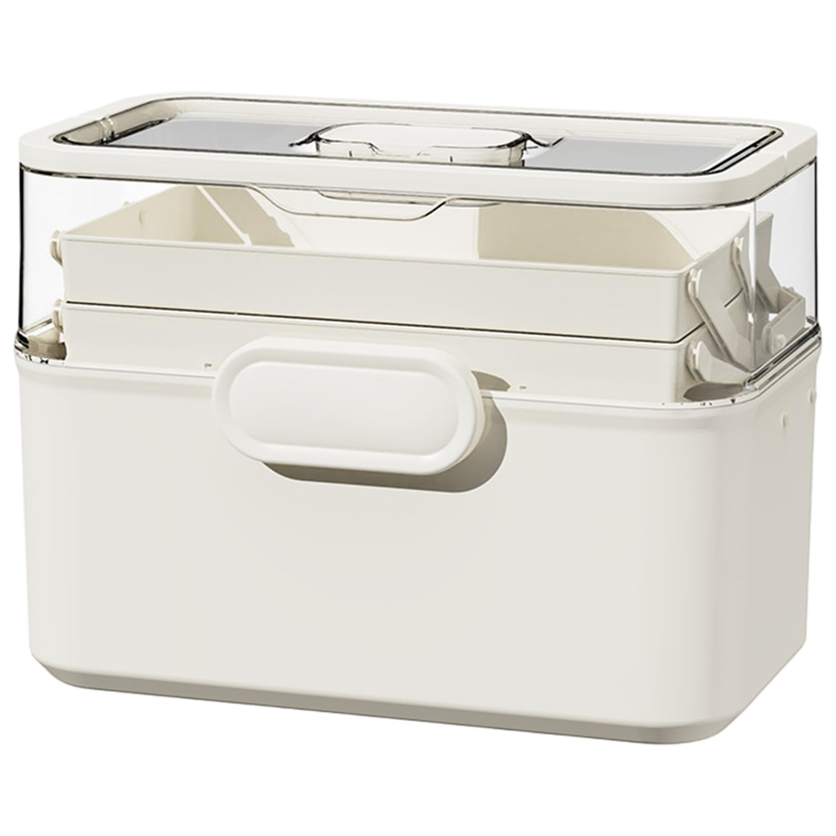 Uanqfegy First Aid Box - Three-Layer Folding Medicine Storage with Safety Buckle & Removable Tray, Dustproof Portable for Office Travel