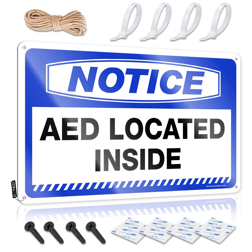 Mwfkkaddb Men's One Color Tinsign Decor Notice Aed Located Inside Tin Sign Funny Camping Signs Home Bar Decor(30X40cm)