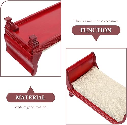 Miniatura 5 de COHEALI 2 piezas de cama de casa de muñecas de madera, muebles de casa de muñecas de 1 a 12 escalas, muebles de casa de muñecas de madera para casa