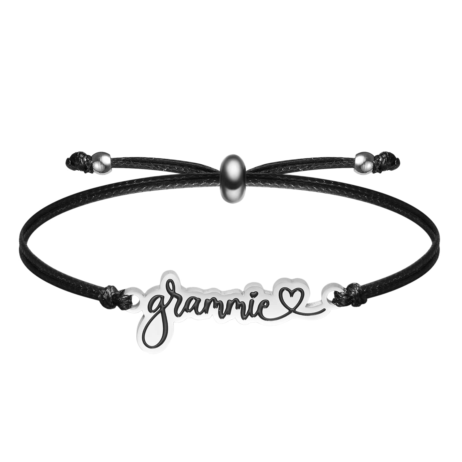 seenseaName ID Bracelet Black Braided Rope Bar Bracelet for Family Women Gift