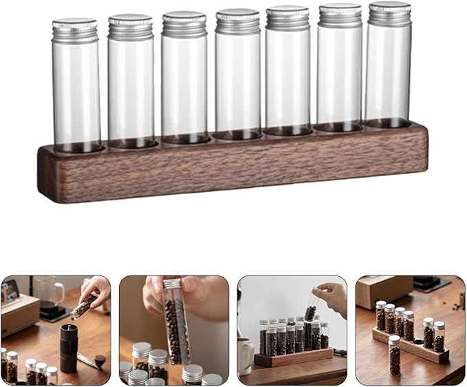 Soporte para tubos de vidrio para café SHINEOFI con 7 tubos miniatura 7