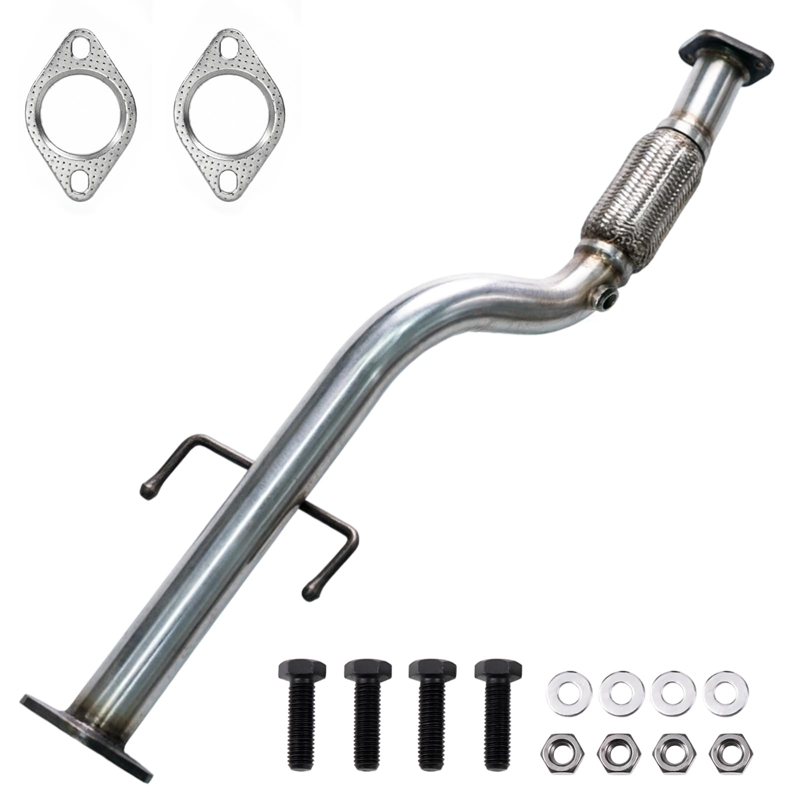 Stainless Steel Front Flex Pipe Direct Fit Replacement Exhaust Repair Kit with Gasket and Bolts, Compatible with Hyundai Accent, Kia Rio and Kia Rio5 1.6L 2006-2011