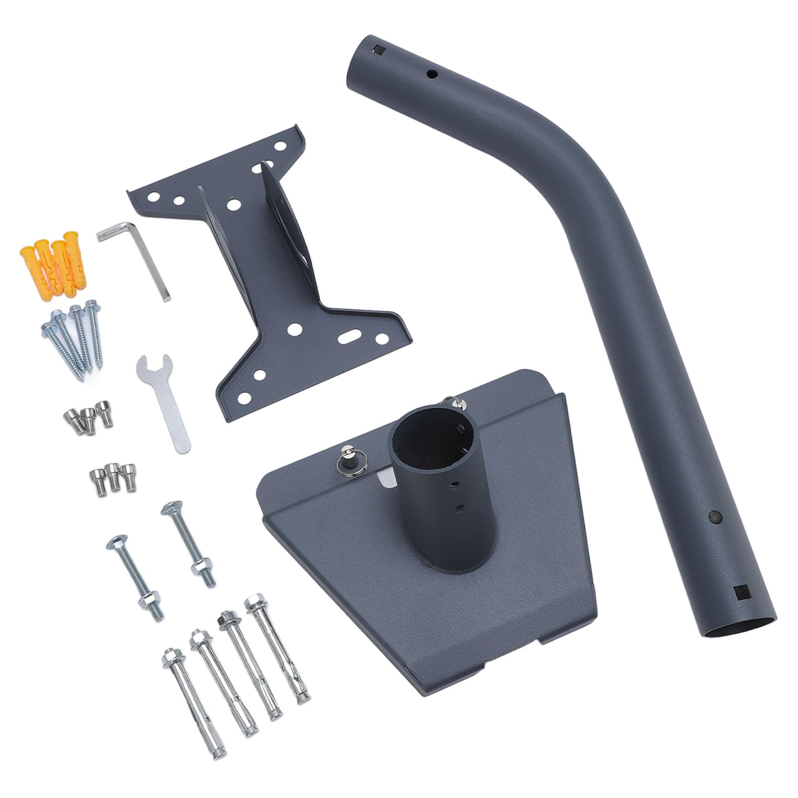 ASHATA Kit di montaggio in ferro e lega di alluminio di alta qualità per antenna parabolica Gen 3, palo con tubo curvo da 45,7 cm con base versatile, opzioni complete di viti per l'installazione