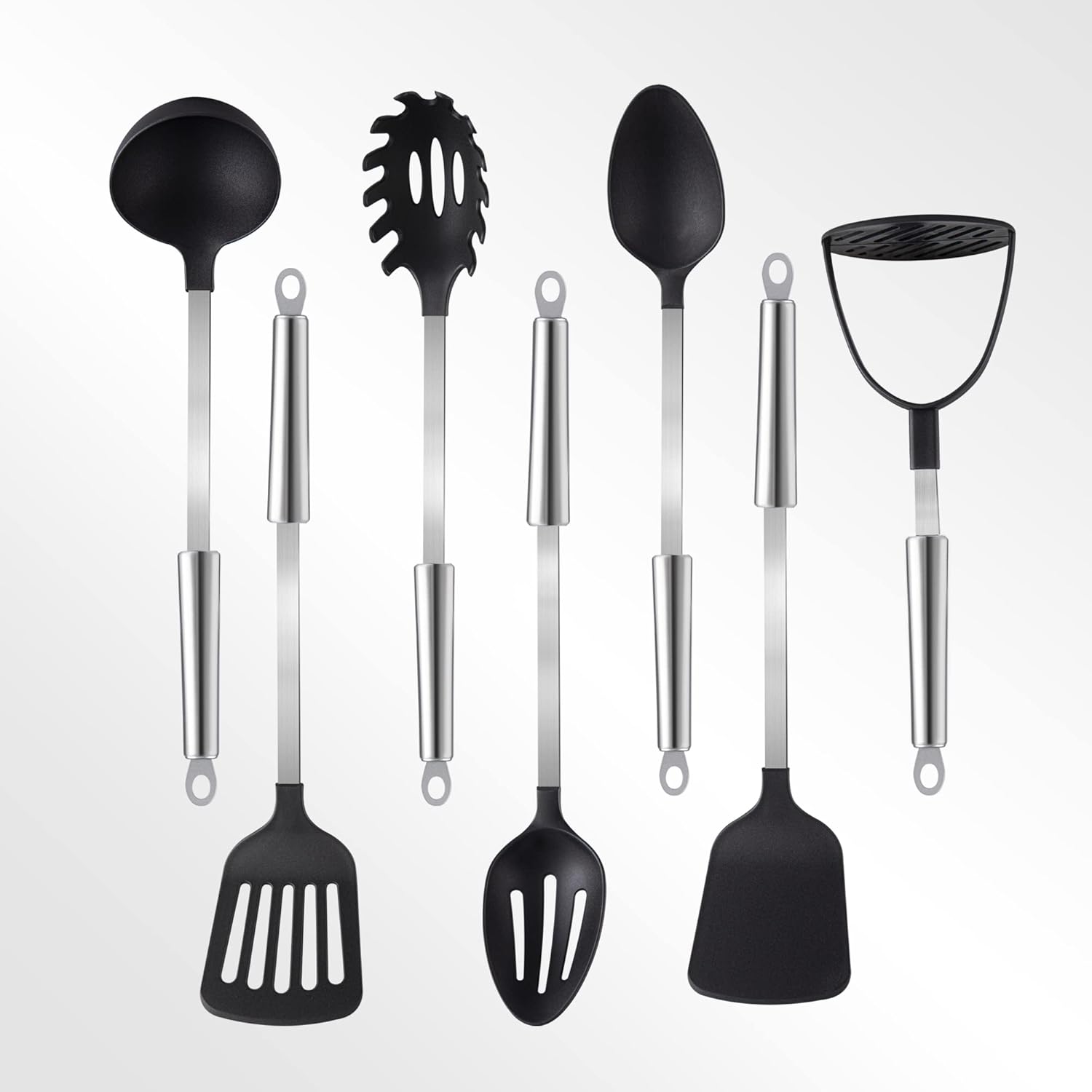 TJ POP Kitchen Utensils Set 7 Pcs, Premium Stainless Steel Heat Resistant Cooking Utensils Sets, Kitchen Gadgets Accessories Tools for Non-stick Cookware (BPA Free) TJ POP Kitchen Utensils Set 7 Pcs, Premium Stainless Steel Heat Resistant Cooking Utensils Sets, Kitchen Gadgets Accessories Tools for Non-stick Cookware (BPA Free)