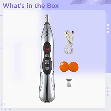 Electronic Energy Pen, Acupuncture Tool With 3 Heads, 9 Adjustable Levels, Usb Rechargeable, Pain Relief, 7.2 X 1 In / 18.3 X 2.5 Cm
