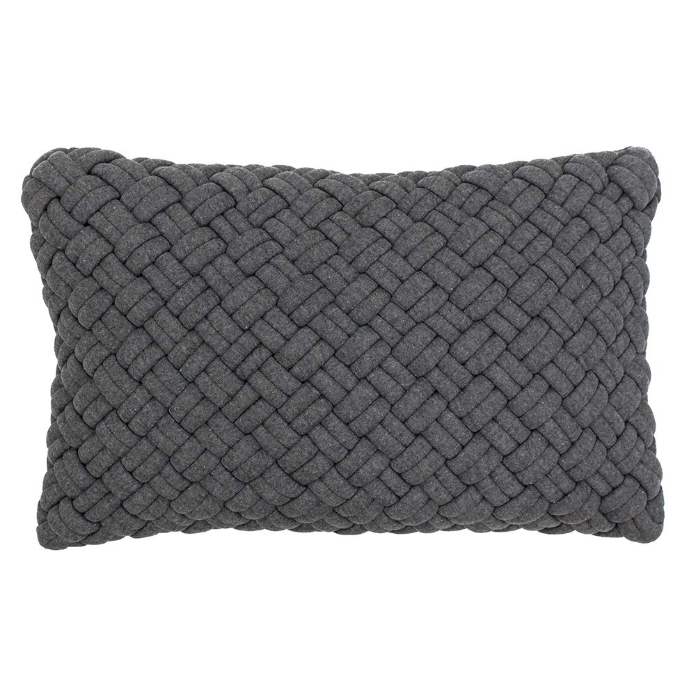 Riva Paoletti Kriss Cushion Cover - Charcoal Grey - Quilted Cotton Jersey Fabric - Cotton Canvas Reverse - Cambric Lining - 100% Cotton - Machine Washable - 30 x 50cm (12" x 20" inches)