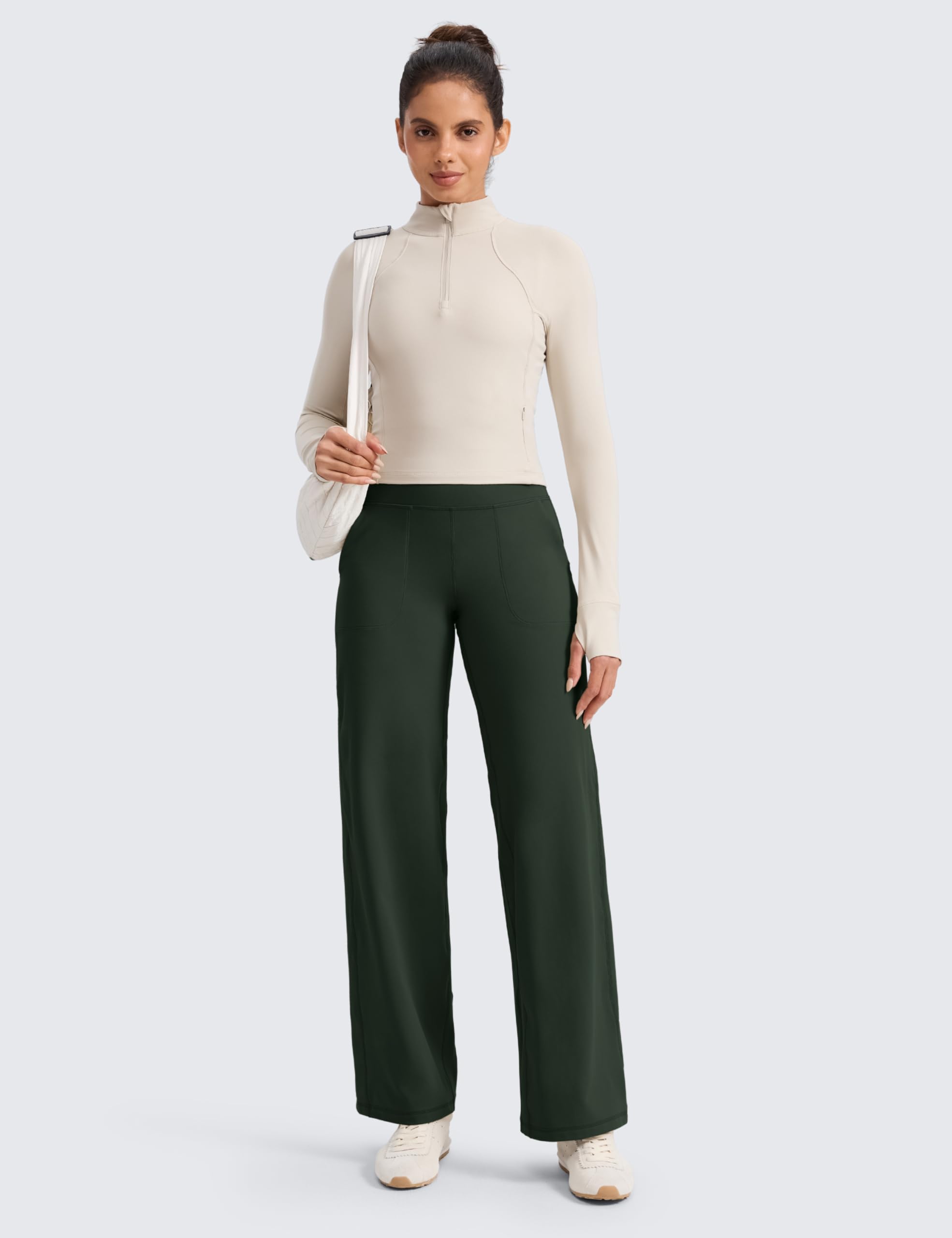 CRZ YOGA Butterlift Pantaloni a Gamba Larga 74cm Leggenda Verde 42